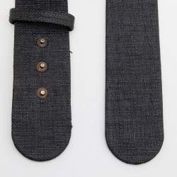 Alexander McQueen Black Woven Raffia Button Belt 80CM