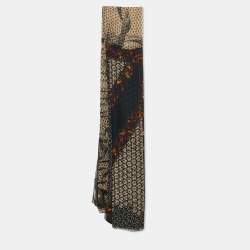 Alexander McQueen Black God Save McQueen Honeycomb Print Silk Scarf