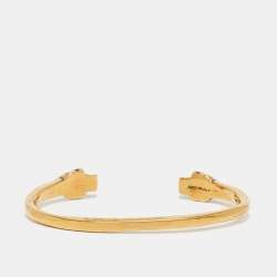 Pre Owned Alexander McQueen Gold Tone Skull Cuff Bracelet