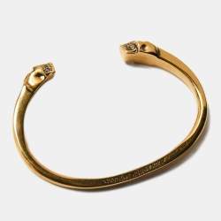 Pre Owned Alexander McQueen Gold Tone Skull Cuff Bracelet