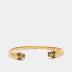 Alexander McQueen Gold Tone Skull Cuff Bracelet