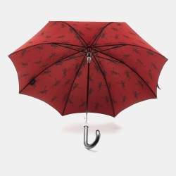 Pre Owned Alexander McQueen Black Dancing Skeleton Print Nylon Long Umbrella