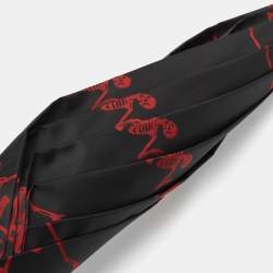 Pre Owned Alexander McQueen Black Dancing Skeleton Print Nylon Long Umbrella