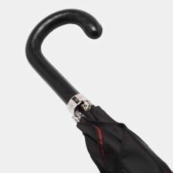 Pre Owned Alexander McQueen Black Dancing Skeleton Print Nylon Long Umbrella