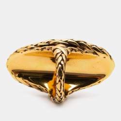 Alexander McQueen Aged Gold Tone Faux Pearl Cocktail Ring Size EU 55