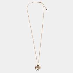 Pre Owned Alexander McQueen Pale Gold Tone Spider Pendant Necklace