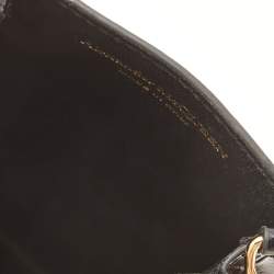 Alexander McQueen Black Croc Embossed Glossy Leather Skull Plaque Chain Phone Case 