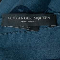 Alexander McQueen Slate Blue Skull Print Silk Chiffon Scarf