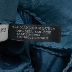 Alexander McQueen Slate Blue Skull Print Silk Chiffon Scarf