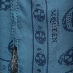 Alexander McQueen Slate Blue Skull Print Silk Chiffon Scarf