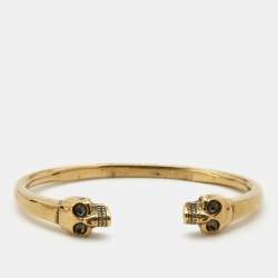 Alexander McQueen Gold Tone Skull Cuff Bracelet