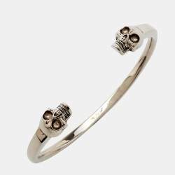 Alexander McQueen Silver Tone Skull Cuff Bracelet