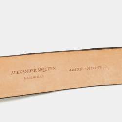 Alexander McQueen Black Satin Embellished Waist Belt 75CM