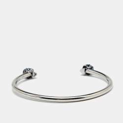 Alexander McQueen Skull Crystals Silver Tone Thin Bracelet