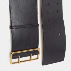 Pre Owned Alexander McQueen Black Leather Waist Belt 75CM
