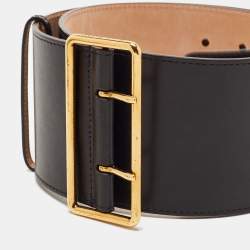 Pre Owned Alexander McQueen Black Leather Waist Belt 75CM
