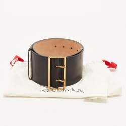 Pre Owned Alexander McQueen Black Leather Waist Belt 75CM