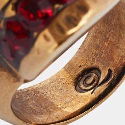 Alexander McQueen Gold Tone Bee & Skull Ring Size 51