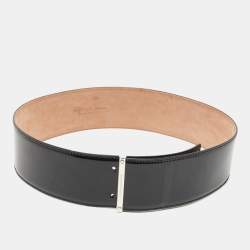 Pre Owned Alexander McQueen Black Patent Leather Wide Waist Belt 85CM