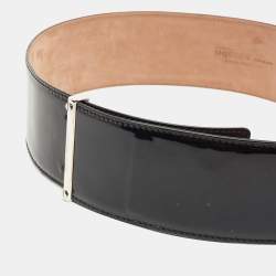 Pre Owned Alexander McQueen Black Patent Leather Wide Waist Belt 85CM
