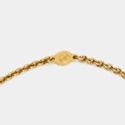 Pre Owned Alexander McQueen Skull Crytsals Gold Tone Pendant Necklace