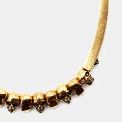 Pre Owned Alexander McQueen  Skull Gold Tone Stretchable Bracelet