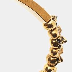 Pre Owned Alexander McQueen  Skull Gold Tone Stretchable Bracelet