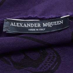 Pre Owned Alexander McQueen Purple Skull Print Silk Chiffon Scarf