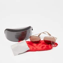 Pre Owned Alexander McQueen Brown/Gold AMQ4272/S Aviator Sunglasses