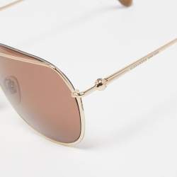 Pre Owned Alexander McQueen Brown/Gold AMQ4272/S Aviator Sunglasses