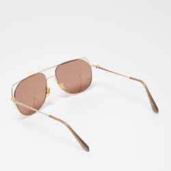 Pre Owned Alexander McQueen Brown/Gold AMQ4272/S Aviator Sunglasses