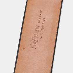 Pre Owned Alexander McQueen Black Leather Wide Waist Belt 70CM