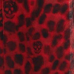 Pre Owned Alexander McQueen Red Animal & Skull Printed Silk Square Scarf
