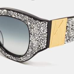 Anna Karin Karlsson Gradient Black Lucky Goes to Vegas Crystals Cat Eye Sunglasses