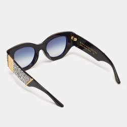  Anna Karin Karlsson Gradient Black Lucky Goes to Vegas Crystals Cat Eye Sunglasses