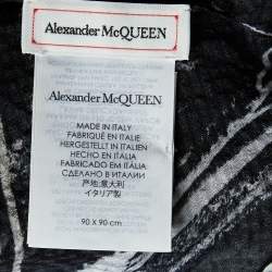 Alexander McQueen Black Skull Printed Silk Square Scarf
