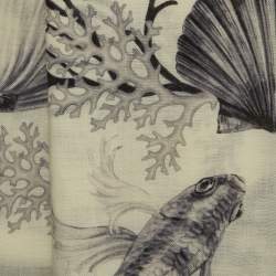 Alexander McQueen Ivory Underwater Graphic Print Wool Shawl 