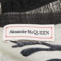 Alexander McQueen Ivory Underwater Graphic Print Wool Shawl 