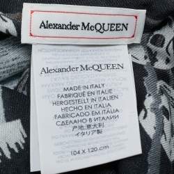 Pre Owned Alexander McQueen Black Rose Skull Print Wool & Modal Scarf
