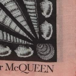 Pre Owned Alexander McQueen Black/Pink Sea Shells Print Modal and Silk Scarf