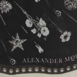 Alexander McQueen Black Butterfly Skull Print Modal and Wool Scarf