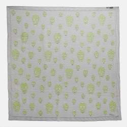 Alexander McQueen Black/White Striped Skull Print Silk Scarf