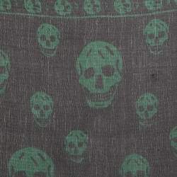 Pre Owned Alexander McQueen Black Skull Print Silk Scarf