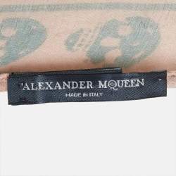 Pre Owned Alexander McQueen Light Pink Skull Print Silk Scarf