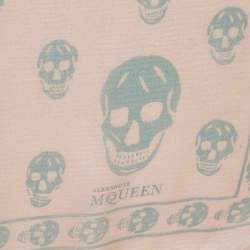 Pre Owned Alexander McQueen Light Pink Skull Print Silk Scarf