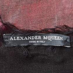 Alexander McQueen Multicolor Patterned Modal and Cashmere Fringed Scarf