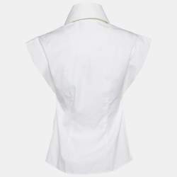 Pre Owned Alexander McQueen White Poplin Sleeveless Shirt S