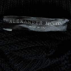Pre Owned Alexander McQueen Black Rib Knit Detachable Collar Short Dress S