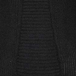 Pre Owned Alexander McQueen Black Rib Knit Detachable Collar Short Dress S