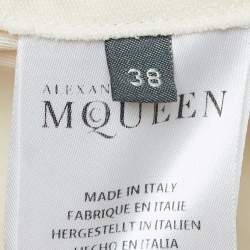 Pre Owned Alexander McQueen Beige Wool Pleated Mini Dress S
